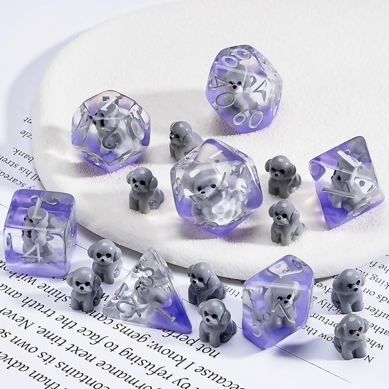 weyano Resin DND Dog Dice Set, Animal Polyhedral Dice for Dungeons and Dragons, RPG, MTG D&D 7-DIE (D4, D6, D8, D10, D12, D20, D%) for Ages 15 and Up - Image 3